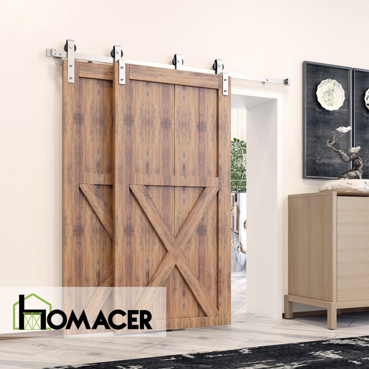 Homacer Single Bypass Track Double Barn Door Hardware Kit & Reviews